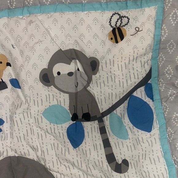 Adorable Safari Animal Baby Quilt in Gray and Blue - Picture 4 of 7